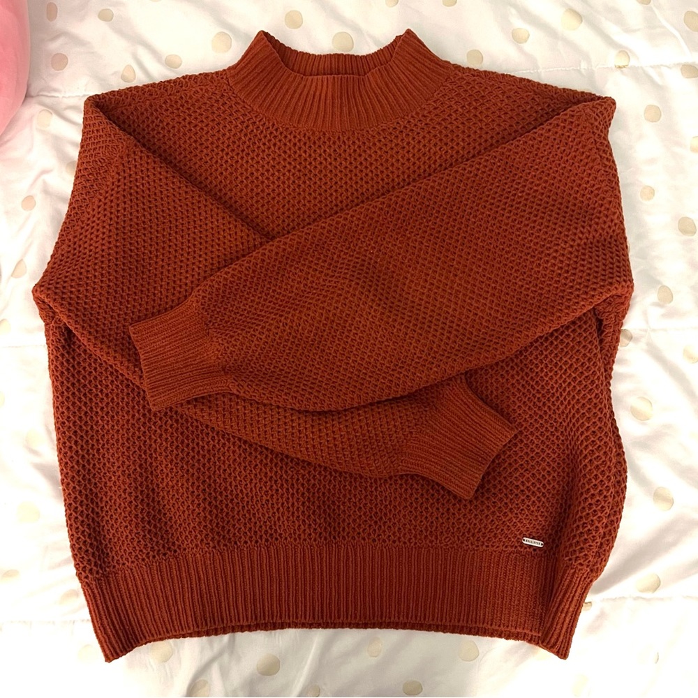 Hollister Orange-Red Knitted Mockneck Sweater